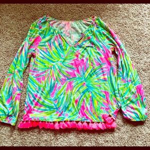 Lilly Pulitzer Palm Long Sleeve with Pom Pom